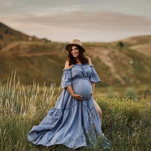 Robes de maternité 2 en 1 coton de la grossesse de grossesse Tenue de photographie d'été