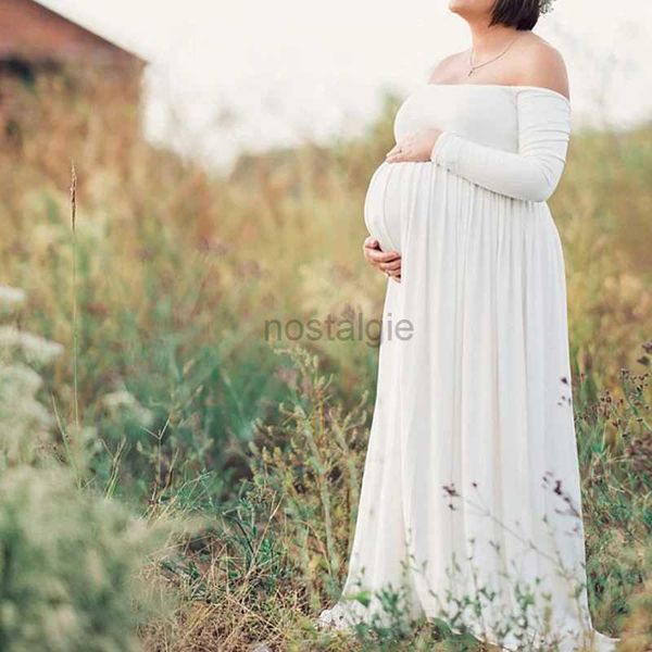 Robes de maternité 2022 Nouvelles femmes d'été Grossesse MATERNITY LACE MAXI Robes Lady Bandeau Gown Photography Shoot White Black Robe 24412
