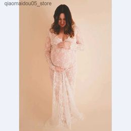 Robes de maternité 2023 Femmes enceintes Photographie Props maxi Vêtements dentelle robe fantaisie Summer S-4xl Q240413