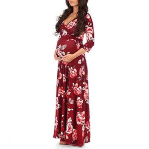 Robes de maternité 2023 Fashion de grossesse pour femmes élégant Ve à col courte robe à manches courtes Robes de maternité pour séance photo vêtements enceintes y240516