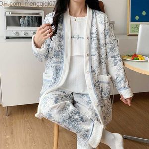 Robes de maternité 3 pièces / ensemble pyjamas de maternité vêtements de maternité soins pyjamas mode velours doré pyjamas d'allaitement vêtements de maternité Z230728