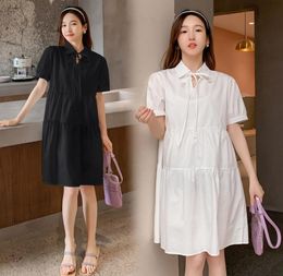 Robes de maternité 340 vêtements d'été manches courtes robes midi coton simple mode lâche femme enceinte grossesse3133997