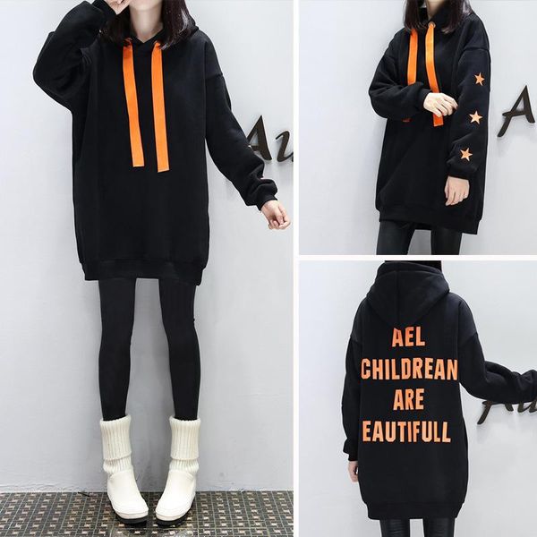 Robes de maternité automne robe épaisse grossesse à capuche pour hiver long pull lettre imprimé sweat grande taille