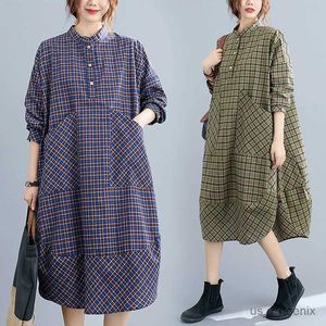 Robes de maternité Robe en lin en coton maternité automne