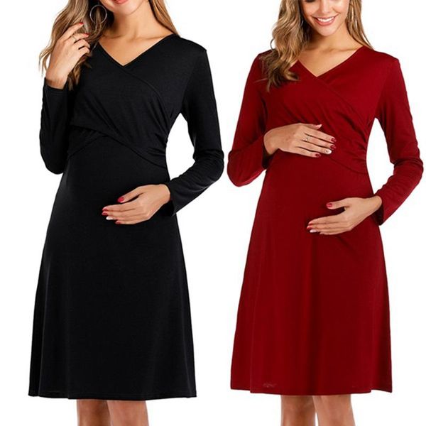 Vestidos de maternidad Vestido de lactancia Falda de lactancia informal cómoda para mujeres embarazadas