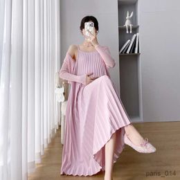 Robes de maternité manteau robe longue col rond jarretelles jupe couverte grossesse séance photo de maternité