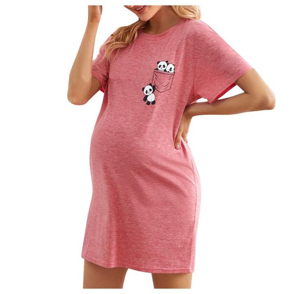 Vestidos de maternidad Vestido Casual Color sólido Tallas grandes Manga corta Estilo de mujer Suelto Cómodo Ropa de mujer de enfermería # L