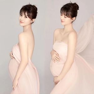 Vestidos de maternidad Dvotinst Mujeres Apografías Props de tela de seda blanca Embarazo Elegante estudio de ropa de satén Shooting PO 230425