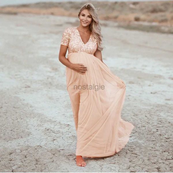 Vestidos de maternidad Mujeres Mujeres Mujeres Embarazadas Maternidad Fotografía de ropa de maternidad Playa de manga corta Vestido sólido Sexy Maternity Vestidos 24412