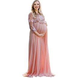 Robes de maternité Floral Dentelle Mousseline de Soie Maternité Maxi Robes de Soirée de Mariage Pographie Robes pour Femmes Enceintes Baby Shower Grossesse Poshoot 230516