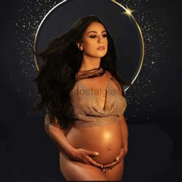 Vestidos de maternidad para el vestido de fotografía de maternidad lentejuelas de metal halter tops brillo brillo tanque profundo en v cuello para embarazada tomar una imagen 24412