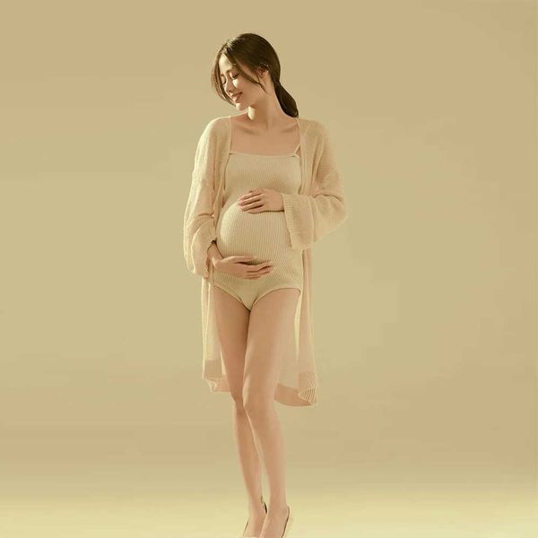 Vestidos de maternidad Knit Maternity Photography Coat Mono para Baby Shower Sexy Embarazo Shooting Body Lindo Mujeres embarazadas Ropa Photo Prop AA230522