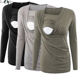 Umstandskleider LIU QU Umstandsmode Stilloberteile Kleidung Schwangerschaft T-Shirt Langarmbluse Frauen Schwangere Stillen T-Shirt Kleidung Größe S-XL 230404