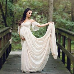 Robes de maternité Longue photo accessoires Grossesse pour PO Shoot enceinte enceinte en dentelle maxi 230320