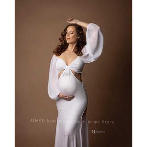 Robes De Maternité Robes De Photographie De Maternité Stretchy Femme Enceinte Vêtements Baby Shower Grossesse Robe Élastique Pour Séance Photo Manches En Mousseline De Soie HKD230808