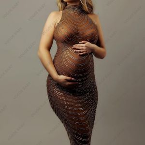 Robes de maternité Maternité Pographie Robe Baby Shower Dress Sexy Brillant Déesse Body Femme Enceinte Po Shoot Props 230724