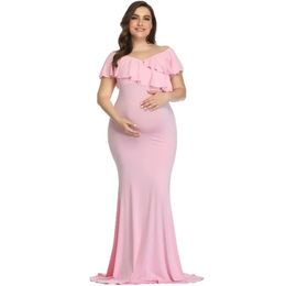 Robes de maternité accessoires de photographie de maternité robe de grande taille élégant fantaisie coton grossesse Po Shoot femmes robe longue 240129