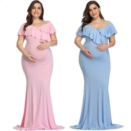 Zwangerschapsjurken Moederschap Pography Props Plus Size Jurk Elegant Fancy Katoen Zwangerschap Po Shoot Vrouwen Lange Jurk 240129
