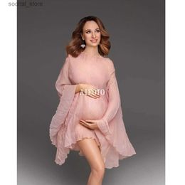 Robes de maternité Nouvelle robe de maternité en Tulle rose accessoires de photographie robes de femmes enceintes grossesse séance Photo vêtements accessoires de Studio tenue L240308
