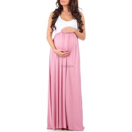 Robes de maternité Nouvelles robes décontractées d'été pour les femmes enceintes prémama contraste couleur plagewear maxi robe maternité grossesse femme vêtements 24412