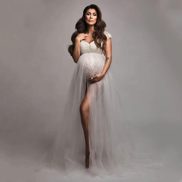 Vestidos de maternidad accesorios de fotografía Sexy blanco Lce mono Maxi vestido para embarazadas 2023 mujeres calientes vestido largo de embarazo sesiones de fotos