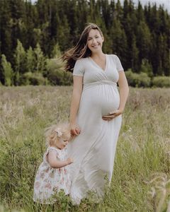 Zwangerschapsjurken Fotografie Props Zachte maxi-jurk voor zwangere vrouwen met korte mouwen Lange zwangerschapsjurk Fotoshoots 2023 Heet dagelijks gebruik