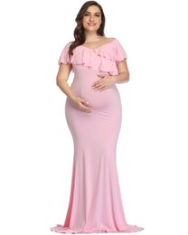 Zwangerschapsjurken Pography Props plus size jurk elegant fancy katoen zwangerschap po shoot vrouwen lang 230519