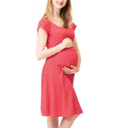 Zwangerschapsjurken Zwangerschapskleding Temperament Dames Zwangere Verpleging Baby Moederschap Gezamenlijk Polka Dot Printing Uitloper Jurk