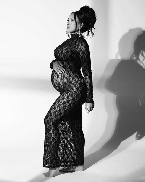Robes de maternité Robe de photographie femme enceinte avec du corps en mailles en perspective