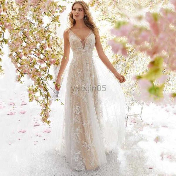 Robes De Maternité Femmes Enceintes Longues Boho A-ligne Dos Nu Robe De Mariée Sexy Broderie Fleurs Robes De Mariée Princesse Étage Longueur Robes De Mariée HKD230808