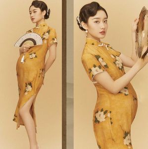 Zwangerschapsjurken Zwangere vrouwen PO Kleding Gedrukt Cheongsam Zwangere Chinese stijl Ancient Costume Studio China 230425