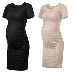 Robes de maternité Robe pour femmes enceintes paillettes sexy courte dormir côté pli femmes enceintes Pos accessoires robe de soirée vêtements pour femmes enceintes 230404