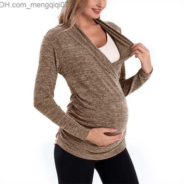 Vestidos de maternidad suéteres estampados de mujeres embarazadas tops de enfermería de manga larga otoño e invierno ropa de alimentación de mujeres embarazadas Z230728