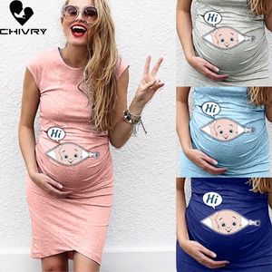 Zwangerschapsjurken Zwangere vrouwen Mouwloze Cartoon Creative Vestidos 230303