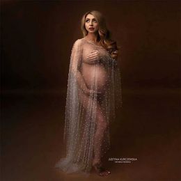 Robes de maternité Robes de maternité sexy pour séance photo en tulle perle de grossesse Robe Photographie Prop