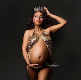 Zwangerschapsjurken Sexy moederschap Pography Props Zwangerschapsjurken voor Po Shoot Zwangerschapsjurk Godin Crystal Crown Hoofdband Accessoires 230724