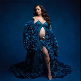 Vestidos de maternidad Sexy Mujer embarazada Vestido Organza PLISADO Mujer embarazada Vestido Long Womens Dress Long Phot Prop Yewen Q240413