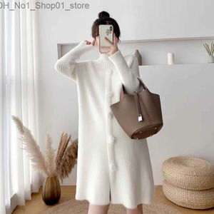 Robes de maternité tempérament femmes enceintes automne et hiver robe Style occidental pull pull ample Q231102