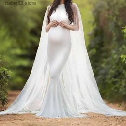 Vestidos de maternidad Vestido de embarazo de boda para fotografía Moda de otoño Ropa de maternidad sin mangas para sesión de fotos Vestido largo ajustado T230523