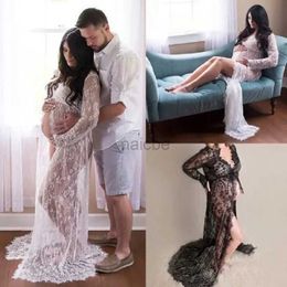 Robes de maternité Femmes Front Split Long Maxi Maternity Lace Robe Robe Robe Robe Photography Prophe