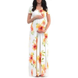 Robes de maternité Robe de maternité des femmes à manches courtes à manches à manches à manches imprimées H240518