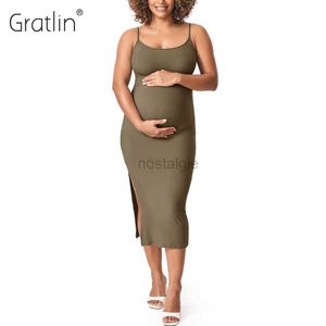 Zwangerschapsjurken dames vierkante nek ribbed zwangerschapskleding spaghetti band bodycon jurken vierkante nek zwangerschapskleding voor baby shower ma001 24412