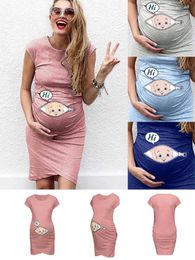 Zwangerschapsjurken xin cartoonjurk Nusring bedrukte zwangere dames slijtage mouwloze zwangere dames slijtage photoshot vesido t240509