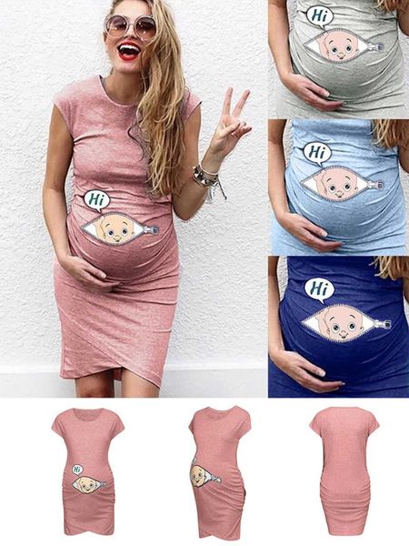 Robes de maternité Xin robe de bande dessinée Nusring imprimé femmes enceintes portent des femmes enceintes sans manches portent Photoshot Vesido T240509