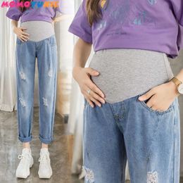 maternité pantalon harem vêtements femme enceinte des vêtements de grossesse déchirés jeans grossesse femmes embarazada féminin enceinte pantalon l2405