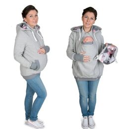 Zwangerschapshoodiejas Drie-in-één hoodie Winter Kangoeroezak Zwangerschapssweater voor zwangere vrouwen Oversized hoodie 240219