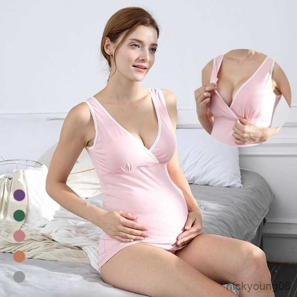 Maternidad Intimates Algodón Chaleco Sujetador Embarazada Lactancia Ropa interior de gran tamaño Lactancia Camiseta sin mangas Mujeres Pijamas