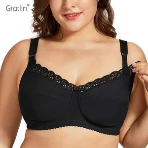 Zwangerschap Intimates Gratlin plus maat borstvoeding verpleegkundige bra dames katoenen draadfree zachte moederschap met kanten trim lingerie plus size lactatie y240515