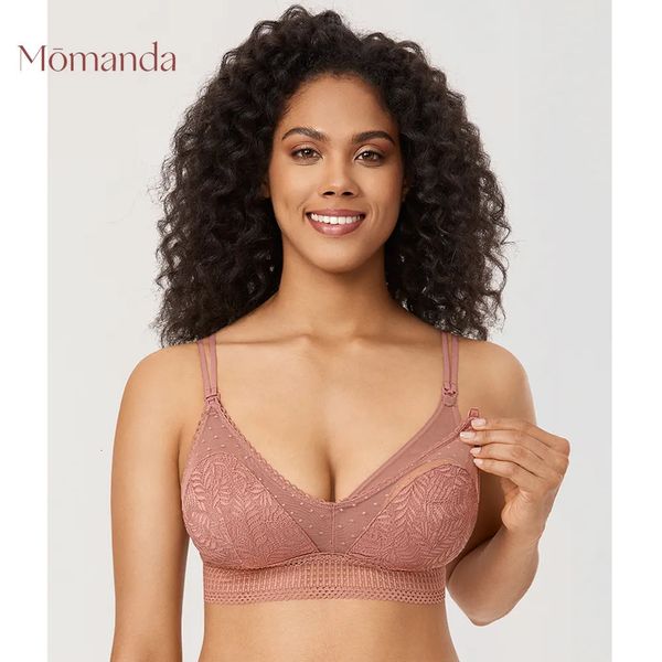 Maternité Intimates MOMANDA Soutien-gorge d'allaitement de maternité en dentelle Bralette sans fil légèrement rembourrée pour femmes enceintes Double sangle L XL Lingerie intime fine 230927