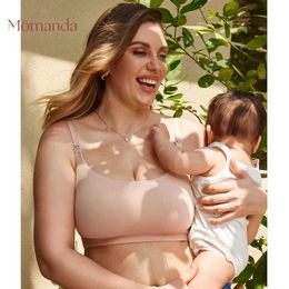 Maternity Intimates Momanda para mujer sujetador de enfermería acanalado soporte sin costura deportiva sueño embarazada xs-xxl d240517